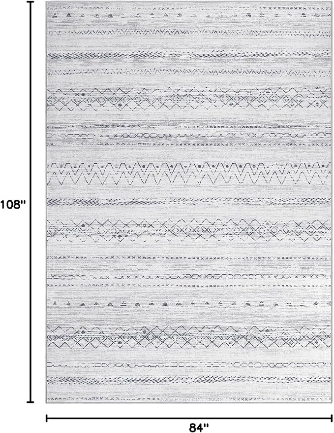 cotiled 7x9 Area Rugs Living Room Rug: Washable Boho Rugs with Non Slip Backing Large Soft Indoor Stain Resistant Carpet for Bedroom Farmhouse Dining Room Lightweight Home Decor Grey