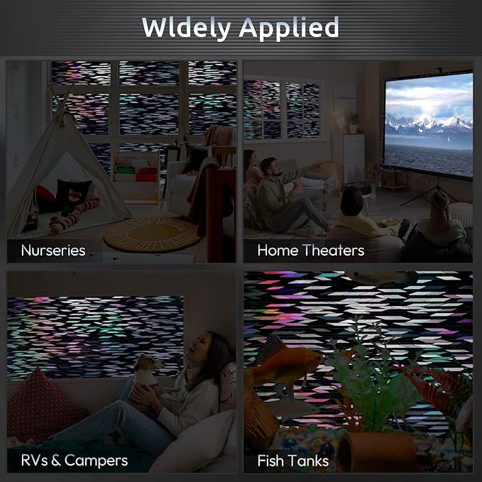 rabbitgoo Window Privacy Film, Total Blackout Window Film, Stained Glass Heat Control Glass Thermal Sticker, Room Darkening Door Cover, Anti-UV Privacy Cling with Installation Tools, 35.4" x 78.5"
