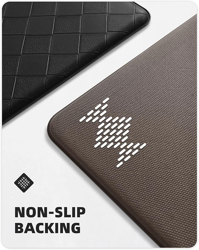 Color&Geometry Extra Wide Kitchen Mats Set 24x59+24x94, Anti Fatigue Cushioned Floor Mat, Waterproof Easy Clean Non Slip Runner for Sink Comfort Standing, Black