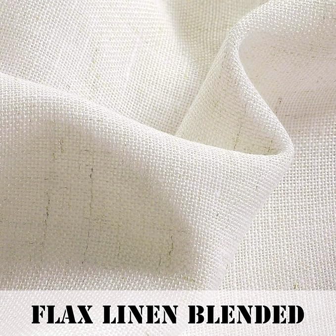 H.VERSAILTEX Light Filtering Linen Textured Curtains for Living Room Window Treatment Natural & Durable Privacy Added Draperies/Drapes/Panels/Treatment, Rod Pocket (2 Pack, 52 by 54 Inch, Ivory)