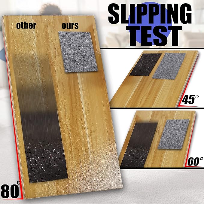 Non Slip Rug Pad Grippers - 5x8 Ft, 1/4" Thick, Felt + Rubber Double Layers Area Carpet Mat Tap, Provides Protection and Cushioning for Hardwood or Tile Floors