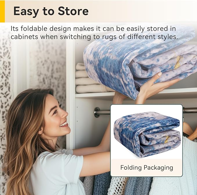 RELEANY Washable Area Rugs 4ft Non-Slip Modern Abstract Soft for Living Room Entryway Bedroom Kitchen, Print Pattern, Grey Blue Gold/Golden