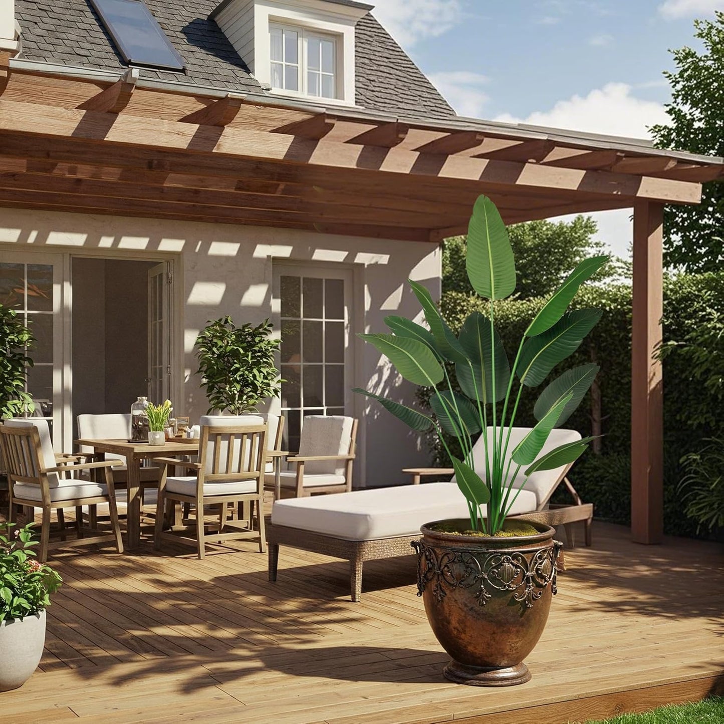 Worth Garden Artificial Bird of Paradise Plant 5.9ft, Set of 2 Large Faux Tropical Trees for Home and Office Décor, 70.8in Realistic Greenery for Indoor and Outdoor Spaces