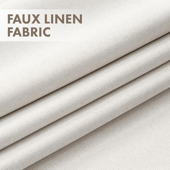 MIULEE 100% Blackout Linen Curtains for Bedroom 90 inches Long, Thermal Insulated Room Darkening Black Out Drapes for Living Room, Back Tab Rod Pocket, 2 Panels Set, 40 Wide x 90 Length, White