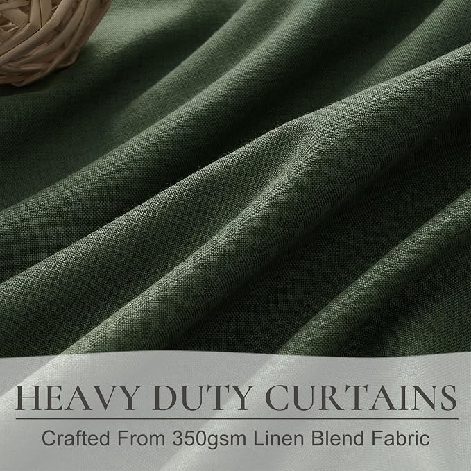 QJmydeco Back Tab Dark Olive Green Curtains 120 Inch Long 2 Panels Set for Living Room Bedroom, Rod Pocket/Pleated Light Blocking Extra Long Thermal Insulated Room Darkening Blackout Curtains/Drapes