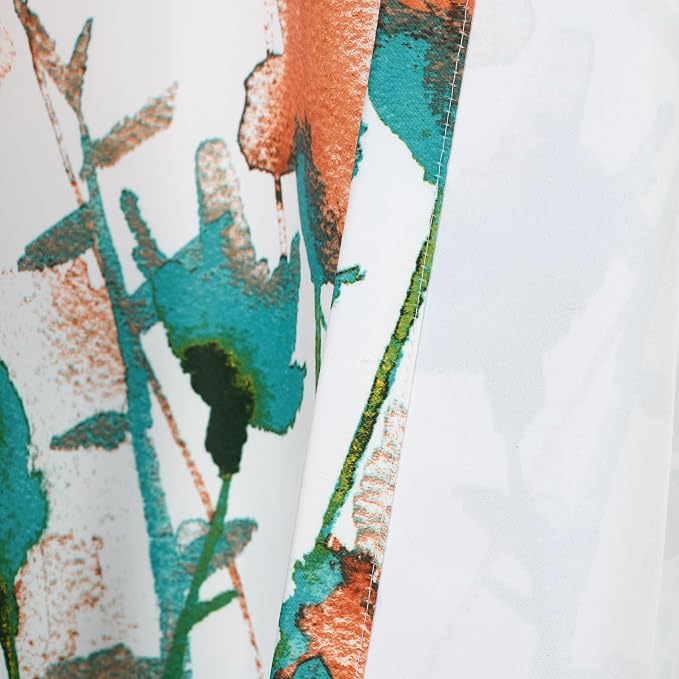 Lush Decor Zuri Flora Room Darkening Window Curtain Panels Pair 52" W x 84" L Turquoise & Orange - Room Darkening Curtains for Bedroom - Floral Curtains