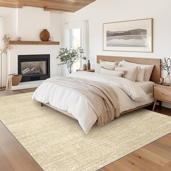 Valenrug Washable Rug 6x9 - Stain Resistant 6x9 Area Rugs for Living Room, Non Slip Backing Printed Rugs for Bedroom, Folable Machine Washable Area Rug (6'x9', Tan)