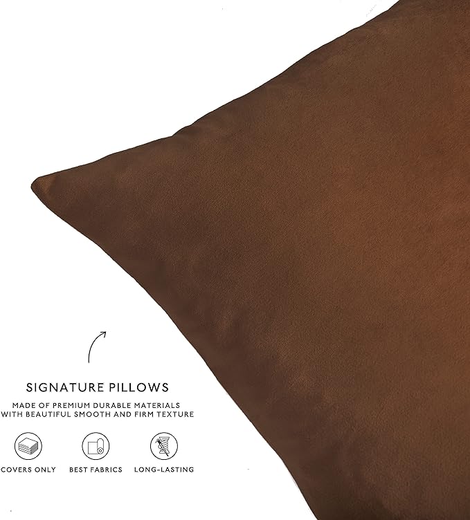 MONDAY MOOSE Decorative Throw Pillow Covers Cushion Cases, Set of 4 Soft Velvet Modern Designs, Mix and Match for Home Decor, Pillow Inserts Not Included (22x22 inch, Brown/Beige)