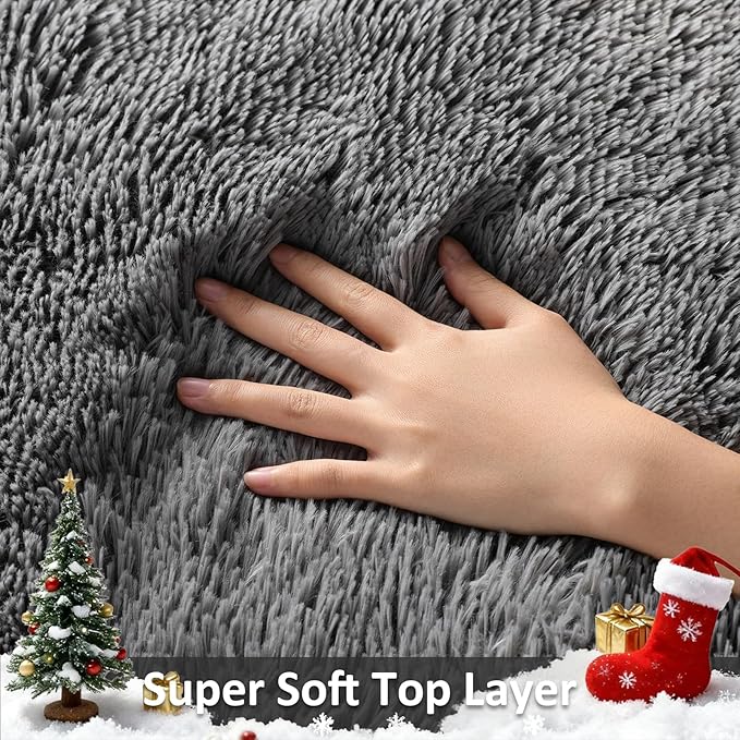 Ophanie 7x9 Area Rugs,Upgrade Non-Slip Fluffy Soft Rugs for Living Room,Large Shag Grey Fuzzy Plush Rug,Gray Shaggy Big Carpets for Bedroom,Kids Boys Girls Dorm Decor with Over 99 pcs Pile fibers