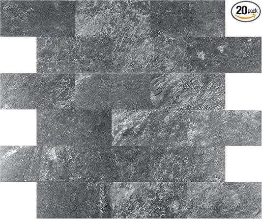 2026 New Upgrade Peel and Stick Backsplash Tile, Peel and Stick 11.34" X 11.57" Wall Tile for Kitchen, Bathroom, Fireplace, Laundry (Dark Rock, 20 Packs)