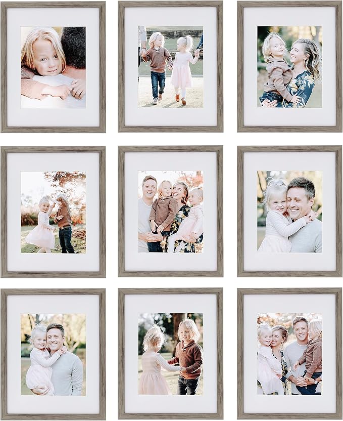 Sheffield Home 9 Piece Gallery Wall Frame Set, 11x14 Inch, Natural