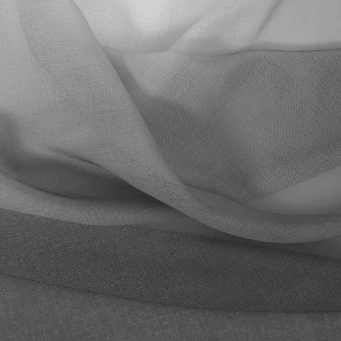 DWCN Grey Ombre Sheer Curtains - Faux Linen Semi Voile Gradient Bedroom and Living Room Curtains, Set of 2 Grommet Top Window Drape Panels, 42 x 54 Inch Length