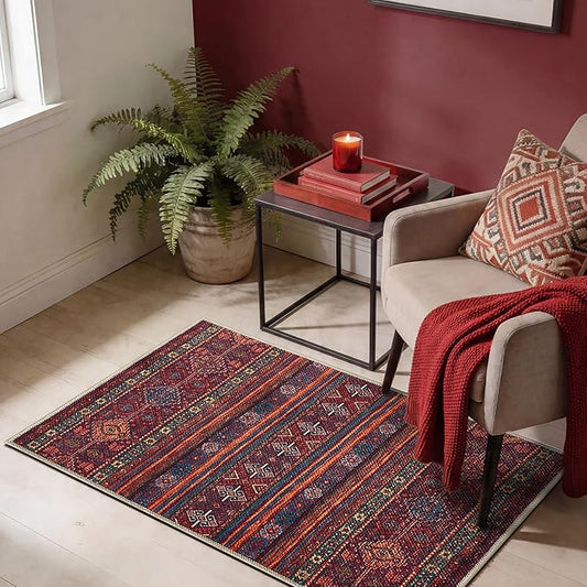 Keen Home Design 2x3 Rug - Machine Washable Entry Rug with Non-Slip Backing, Ideal for Enteryway, Kitchen, Bathroom, Laundry Room - Vintage, Easy Clean, Durable, Low Pile Rug - (2' x 3')