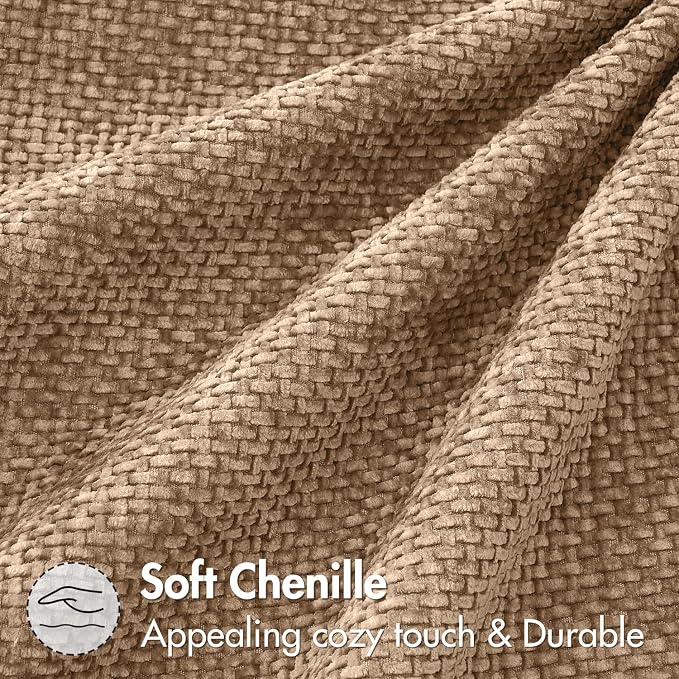 MIULEE Pack of 2 Couch Throw Pillow Covers 18x18 Inch Khaki Camel Modern Boho Accent Decorative Pillow Covers Soft Chenille Farmhouse Cushion Covers for Home Decor Bed Sofa Living Room