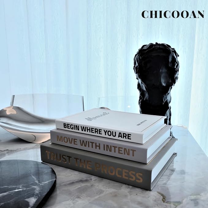 Set of 3 Decorative Books, Coffee Table Books Decor, Linen Fake Book Boxes for Decoration, Bookshelf Neutral Minimalist Aesthetic Decor
