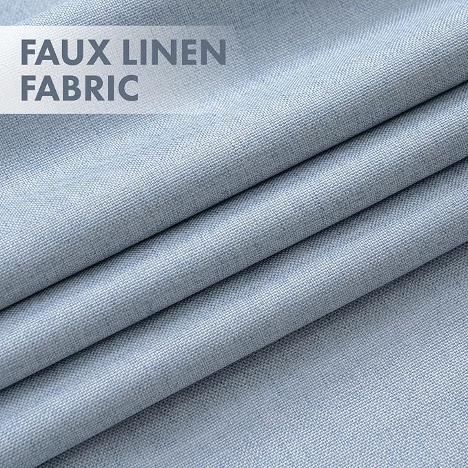 MIULEE 100% Blackout Linen Curtains for Bedroom 84 inches Long, Thermal Insulated Room Darkening Black Out Drapes for Living Room, Back Tab Rod Pocket, 2 Panels Set, 40 Wide x 84 Length, Light Blue