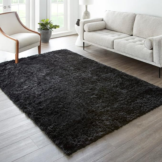 Ophanie 7x9 Black Rugs for Living Room,LargeFluffy Shag Fuzzy Plush Soft Living Room Area Rugs,Floor Shaggy Carpets for Bedroom,Carpet for Kids Boys Girls Dorm Decor with Over 99 pcs Pile fibers