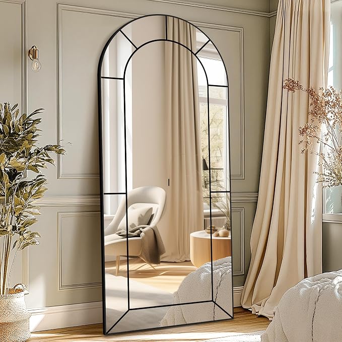 Wall Mirror,Full Length Floor, Window Pane Mirror for Living Room Decor, Decorative Wall Art, Large Wall for Bedroom, Hallway, Living Room Arch-65"X28"