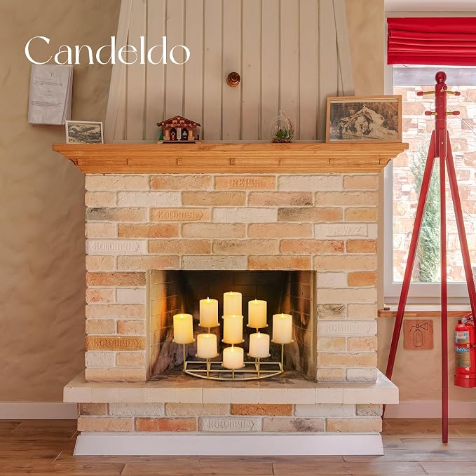 Candeldo Candle Holder for Inside Fireplace, Gold Metal Candelabra | Mantle Decor, Floor Candelabras, Table Centerpiece, Candle Stand for Pillar