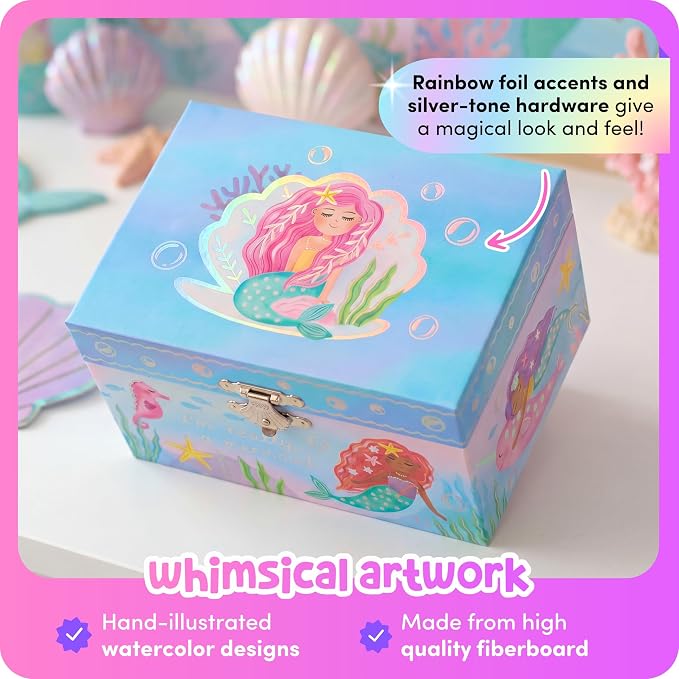 Giggle & Honey® Musical Mermaid Jewelry Box for Girls | Music Boxes for Little Girls | Toddler Jewelry Box for 4 Year Old Kids | Toys for Toddlers | Birthday Gifts for Kids 5, 6, 7, 8, 9 Years
