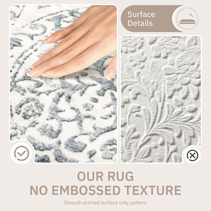 Soalmost 10x14 Area Rug for Living Room, Washable Moroccan Trellis Soft Rug | Stain Resistant Non-Slip Low Pile Natural Extra Large Carpet for Dining Room Bedroom Home Office Nursery Grey, 10'x14'