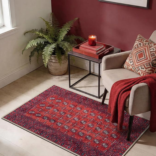 Keen Home Design 2x3 Rug - Machine Washable Entry Rug with Non-Slip Backing, Ideal for Enteryway, Kitchen, Bathroom, Laundry Room - Vintage, Easy Clean, Durable, Low Pile Rug - (2' x 3')