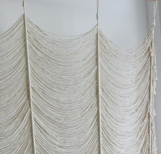 Macrame Curtain Boho Curtain Doorway Window Wall Decor Fiber Yarn Art Craftsmanship Bedroom Headboard Décor,59" W x 75" H(1 Panel)