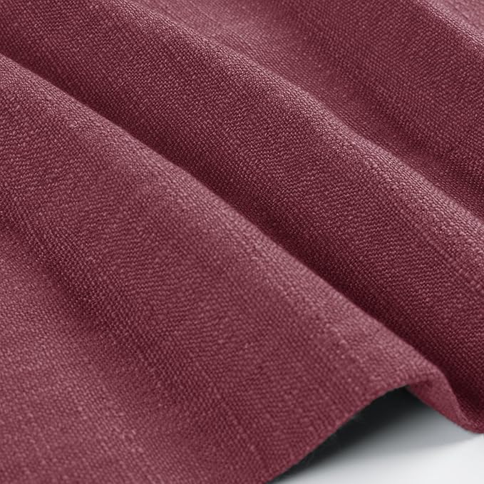 TWOPAGES 26" W x 45" L Linen Blend Cafe Curtains for Kitchen Window, Light Filtering Pinch Pleated Tier Curtains, Modern Farmhouse Half Window Curtains for Small Window, Red Wine, 2 Panels