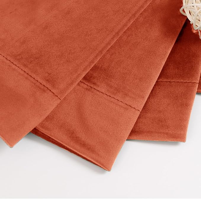 BGment Luxury Velvet Curtains 90 Inches for Living Room, Terracotta Rust Fall Decor Blackout Velvet Curtains Super Soft Drapes with Back Tab and Rod Pocket for Bedroom, Set of 2 Panels, 52 x 90 Inch