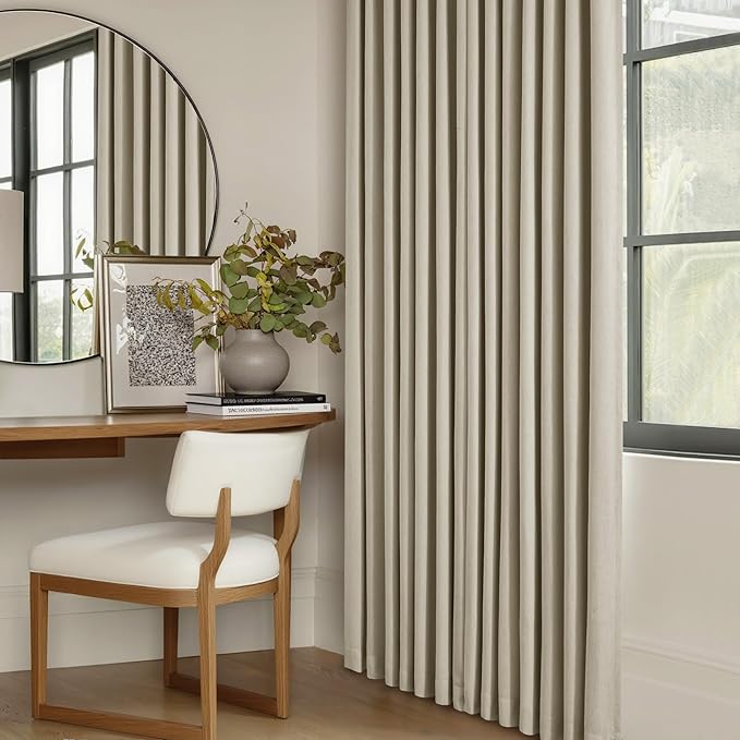 Pinch Pleated Blackout Curtains 60 Inches Wide 96 Inches Long for Bedroom Living Room Darkening Linen Blend Large Window Curtains Thermal Soundproof Neutral Drapes Taupe Burlywood Birch 60x96 1 Panel