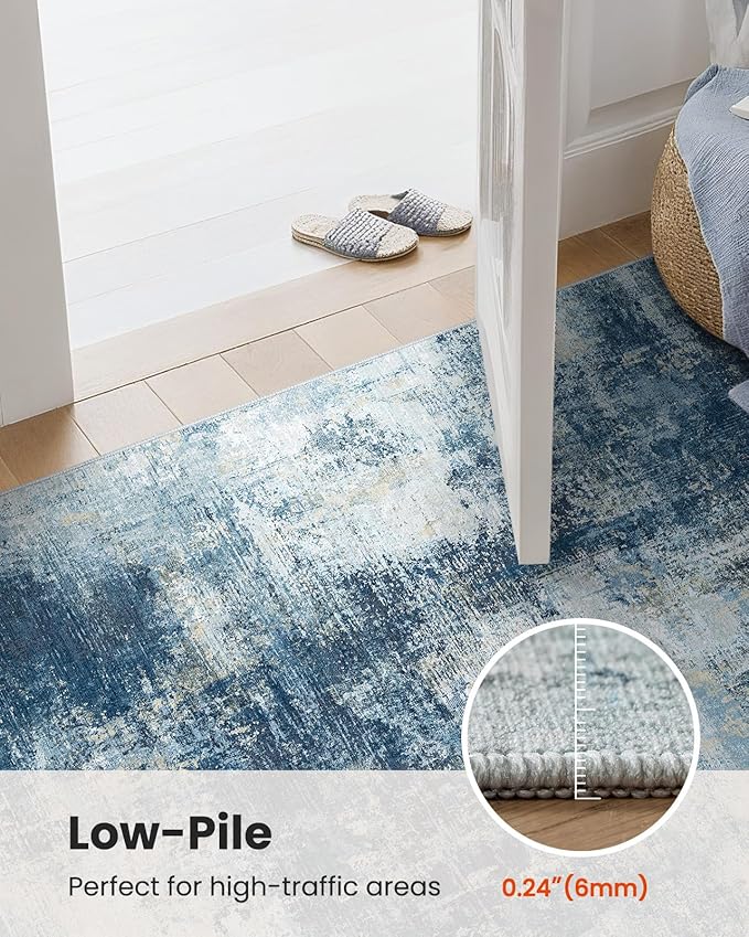 AMADA HOMEFURNISHING 9x12 Area Rugs for Living Room, Modern Large Area Rugs with Non-Slip Backing & Low Pile, Neutral Soft Washable Rug for Nursery, Bedroom, Dinning Room, Playroom, Navy Blue