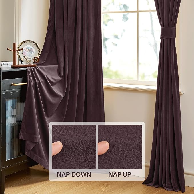 StangH Luxury Purple Curtains 96 inches Privacy Window Drapes, 2 Panels | 300GSM Heavy Soft Velvet, Thermal Insulation, Privacy & Noise Reducing, Bedroom, Living Room, Dining Room, Theater