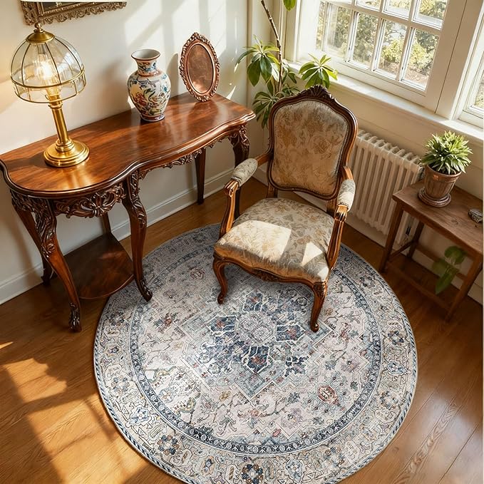 4x4 Washable Rugs for Living Room: Bedroom Rug Stain Resistant Non Slip Low Pile Soft Small Area Rugs for Bedroom Entryway Kitchen Living Room Bedside Office Dorm Kids Room Entrance