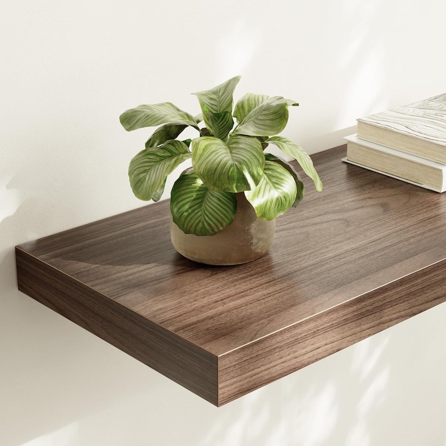 Large Floating Shelves for Wall Set of 3 Wooden Wall Shelves 24 in x 12.75 in x 2 in Room Decor Long Shelf with Invisible Wall Mount Bracket for Bedroom Kitchen Living Room Walnut