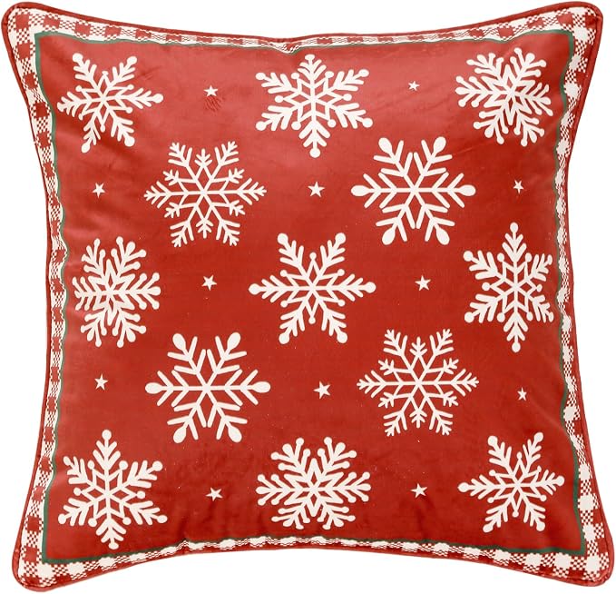 ISAENNE Designer Chrismas Velvet Throw Pillow Cover,18"x18"-Carol C | Vintage Square Pillow Cover,Concealed Zipper Design,Pinecones Pattern,Sofas,Bedroom,Living Room,Lounge Chairs,Decor