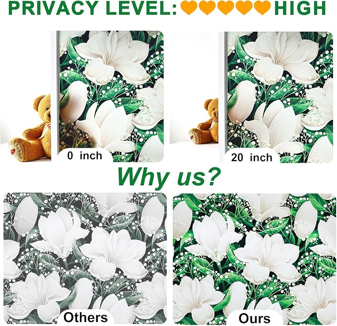 SOMWISE Frosted Glass Window Privacy Film with Tools, Heat Blocking, Anti-UV, Anti-Glare, Static Cling, Decor for Home Bathroom Door, Renter Friendly, Removable, Reusable, Green 17.5Inchx78.5Inch