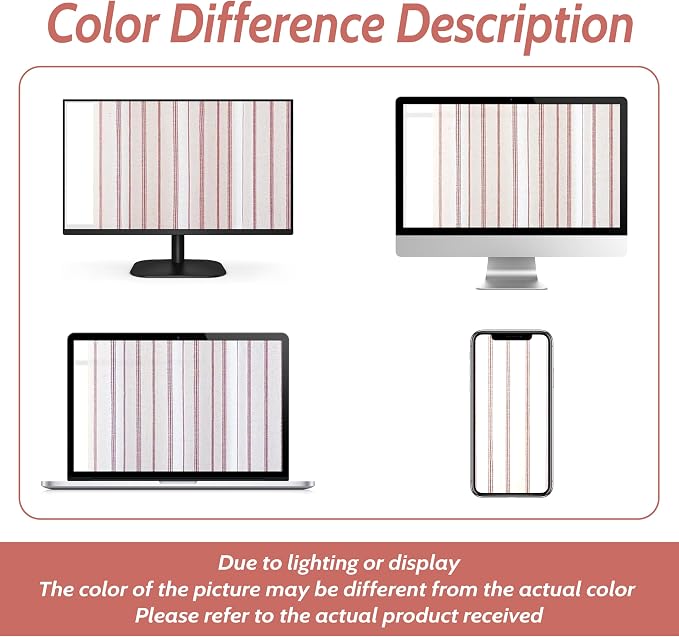 DriftAway Farmhouse Linen Lined Valance Double Layer Thermal Insulated Room Darkening Blackout Window Valances 3 Inch Rod Pocket Vertical Striped Kitchen Valance for Bathroom Single 52 x 18 Inch Red