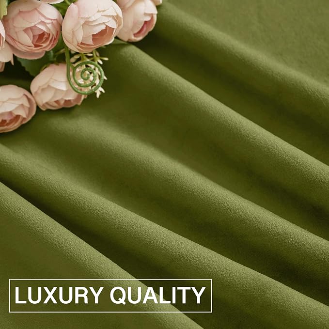 StangH Olive Green Curtains for Living Room 96 inches, 2 Panels | Room Darkening Bedroom Window Drapes, Thermal Insulation & UV Protection Sliding Door Panels, Elegant Spring Decor