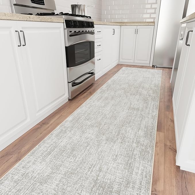 Ottomanson Hallway Runner Rug 1'10.5" x 12' – Soft Non-Slip Rug, Low Pile Carpet for Entryway, Kitchen & Long Hallways in Apartments and Homes, Solid Beige