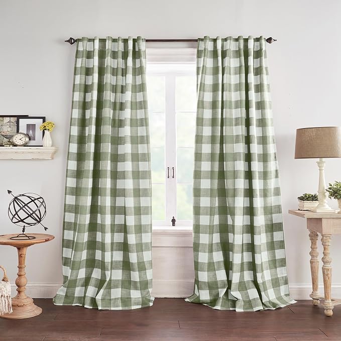 Grainger Rod Pocket Back Tab Window Curtain Panel, Sage Green - 52" W x 108" L