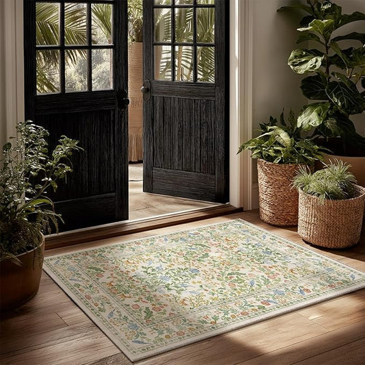 2x3 Washable Area Rugs for Entryway: Throw Small Rug Door Mat Indoor Entrance Non-Slip Low Pile Soft Kitchen Rug for Entrance Front Door Indoor Bedside Kids Room