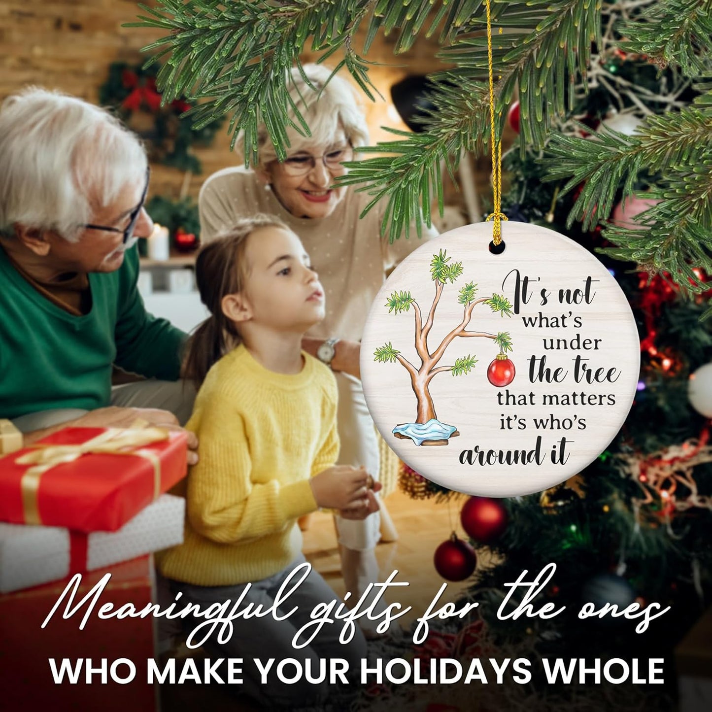 TEEZWONDER Gifts for Women Men - Ceramic Christmas Ornaments 2025 for Tree Decorations - Inspirational Mom Dad Gifts for Sister Brother Grandma Grandpa, Friend Gift Ideas