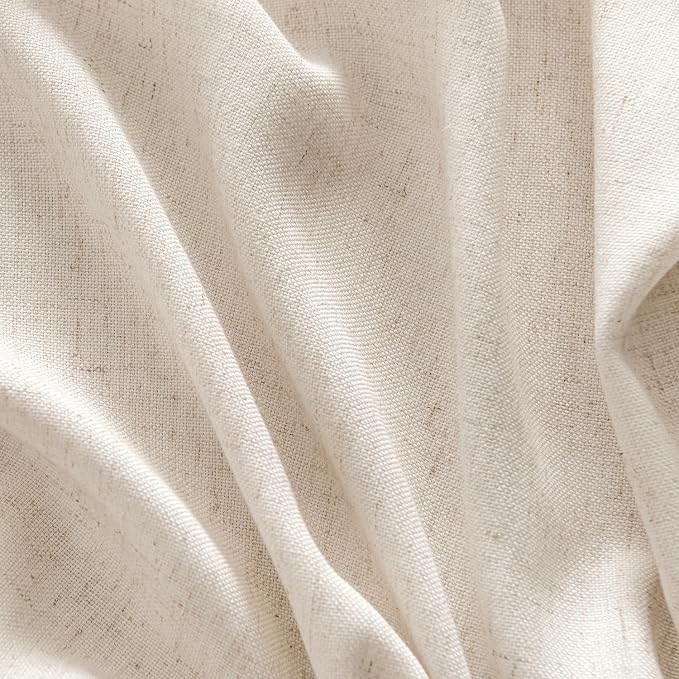 MIULEE Non-See-Through Privacy Linen Curtains 2 Panels, Light Filtering Window Curtains Farn House Textured Back Tab Semi Sheer Drapes for Bedroom Living Room, 52 x 96 Inches Long, Birch