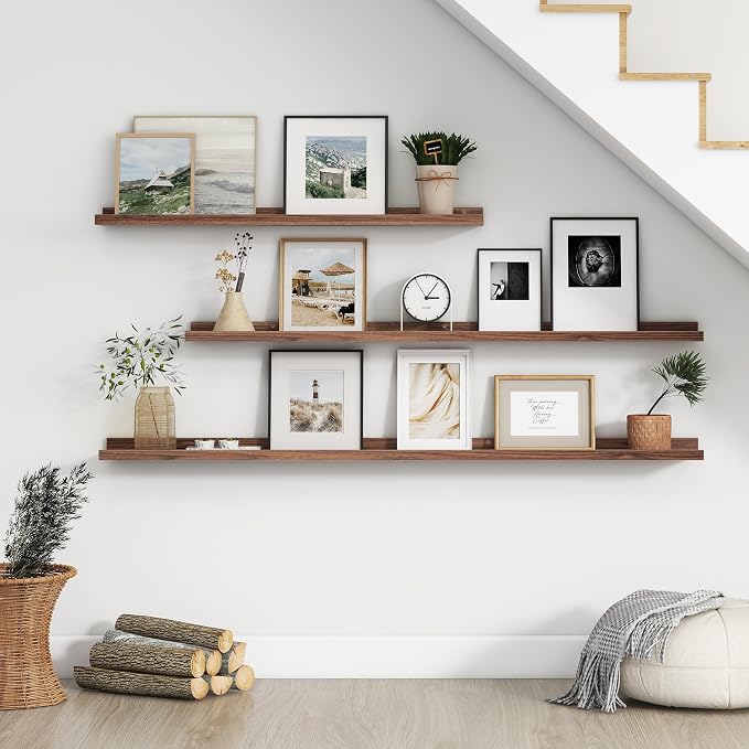 FLYJOE Floating Picture Ledge Shelves for Wall Set of 4, 56 Inch Wall Shelves with Lip Long Large Nursery Book Shelf for Toys Storage Kids Bookshelf Wall Mounted Living Room Bedroom Decor Frames
