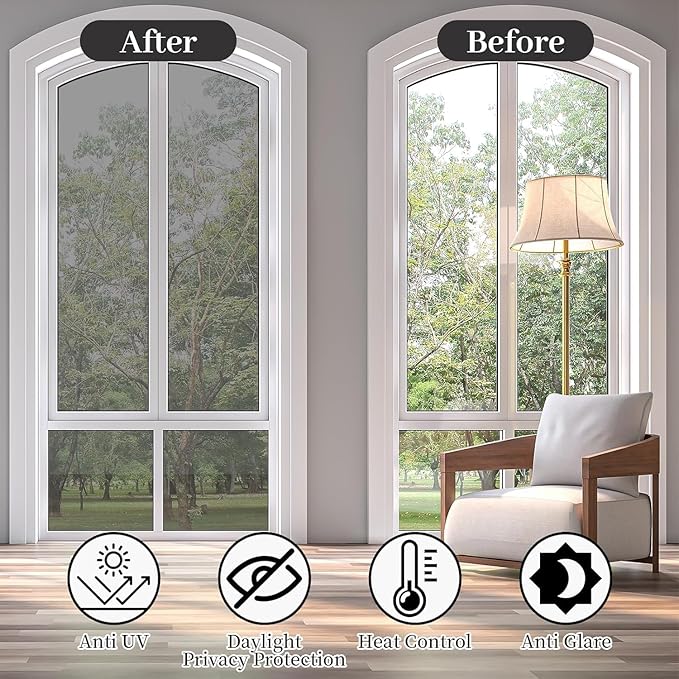 Niviy One Way Privacy Window Film See Out Not in Window Tint for Home Heat Blocking Anti UV Glass Door Mirror Reflective Window Film for Home Office, (Silver 35.4" x 157.4")