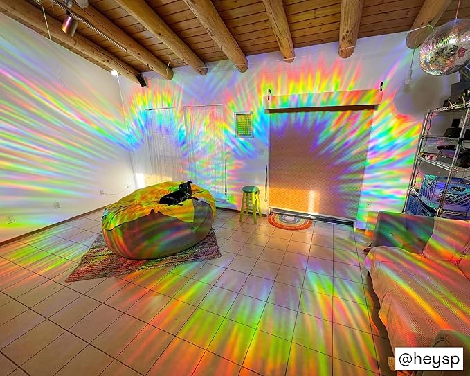 Rainbow Symphony – Rainbow Suncatcher Window Film, Diffraction Window Film, Stained Glass Window Cling, Holographic Prismatic Film, Confetti Pattern, 24" X 36", Made in USA