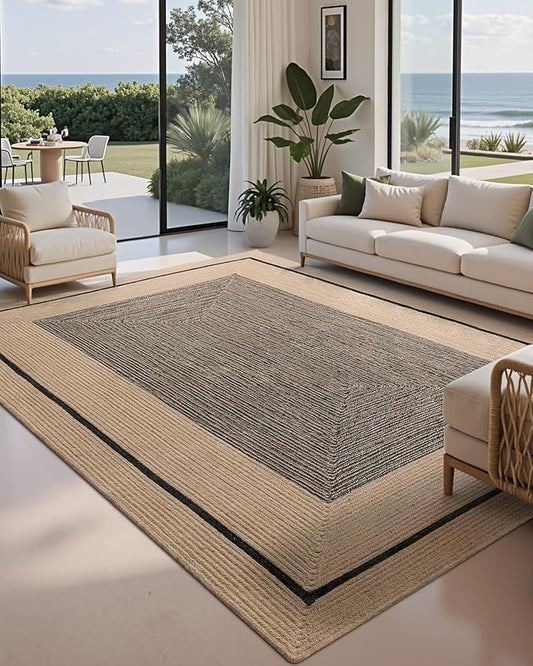 LUMI 6x9 Jute Area Rug for Living Room, Natural Handwoven Rugs Non Slip, Farmhouse Braided Carpets No Shedding for High Traffic, Dining Room, Indoor, Outdoor, Patio