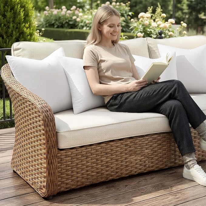 MIULEE Outdoor Pillow Inserts 12x20 Pack of 4 Waterproof Throw Pillow Inserts Decorative 100% Virgin Fibers Filling for Patio Sofa Couch