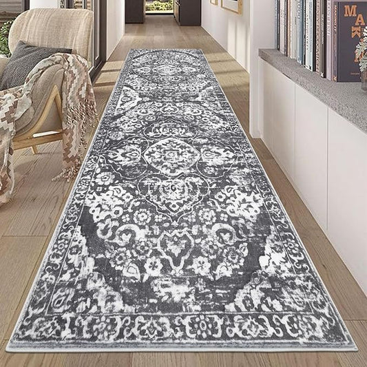 HEBE Hallway Runner Rug 2'8''x8' Washable Vintage Distressed Area Rugs Non Slip Laundry Rug Runner Boho Floor Carpet Runners for Hallways Entryway Laundry Room Kitchen Bathroom