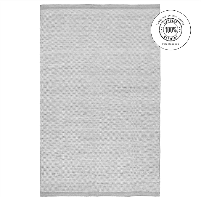 Fab Habitat Machine Washable Area Rug - Hand Woven, Stain Resistant, Reversible - Premium Recycled Polyester Yarn - Solid - Bedroom, Living/Dining Room - Kingscote - Gray - 5 x 8 ft